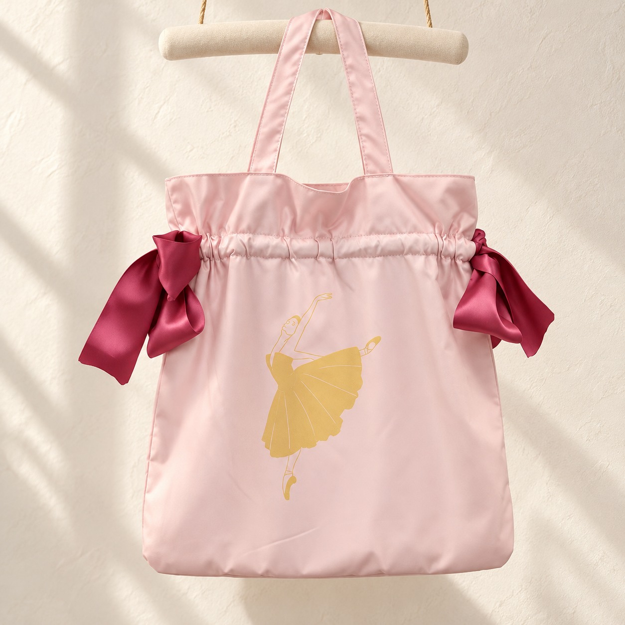 Blush Bow-Detail Ballet Tote Bag - Canvas Dance Class Bag for Girls