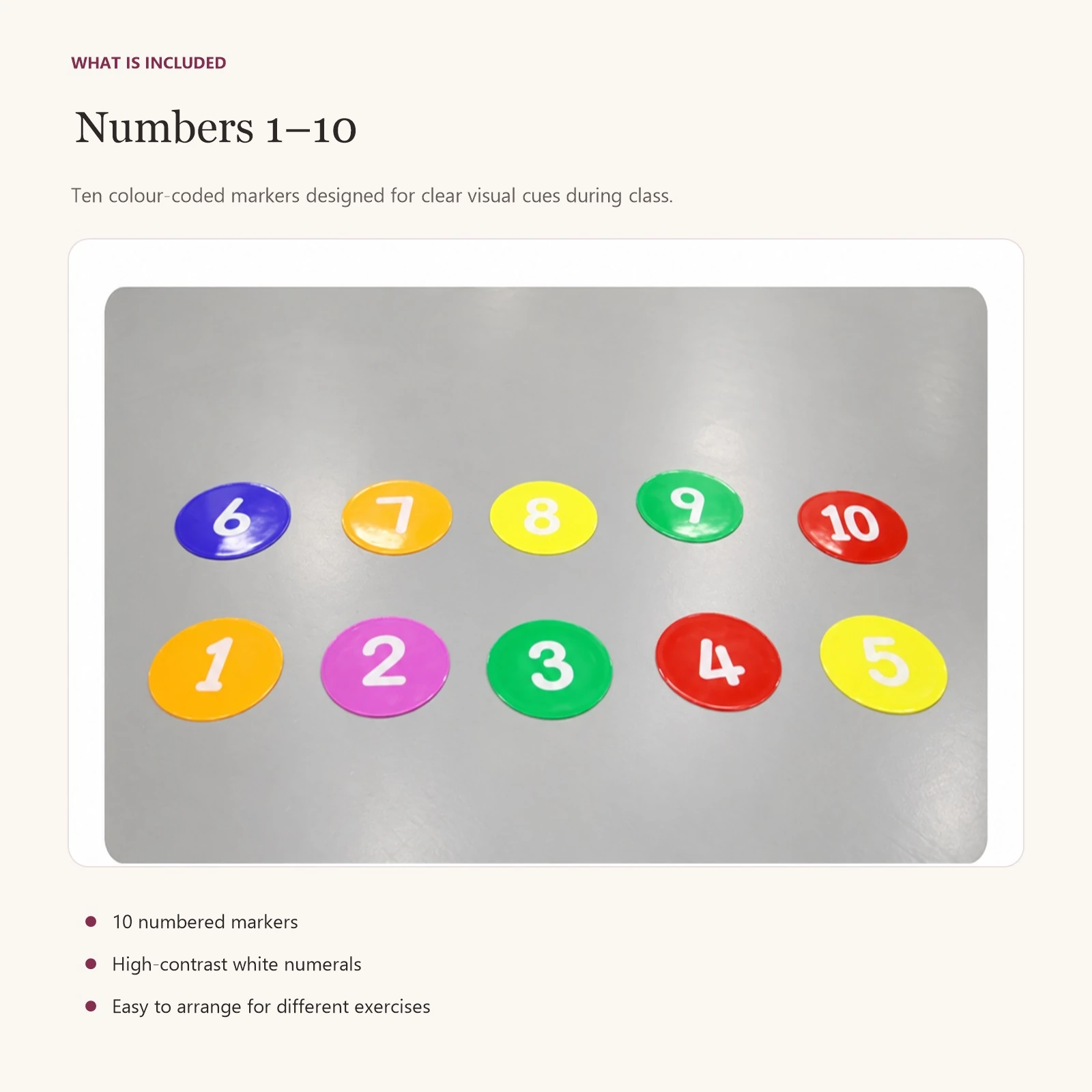 Ballet floor number markers 1 to 10, ten numbered markers