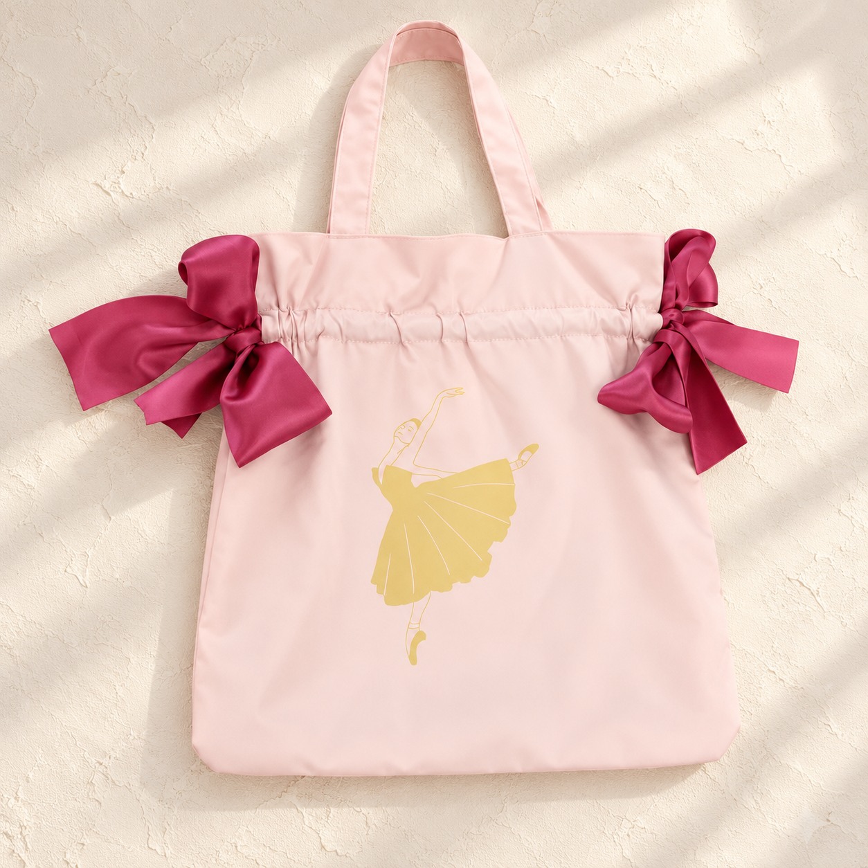 Blush Bow-Detail Ballet Tote Bag - Canvas Dance Class Bag for Girls - Image 2