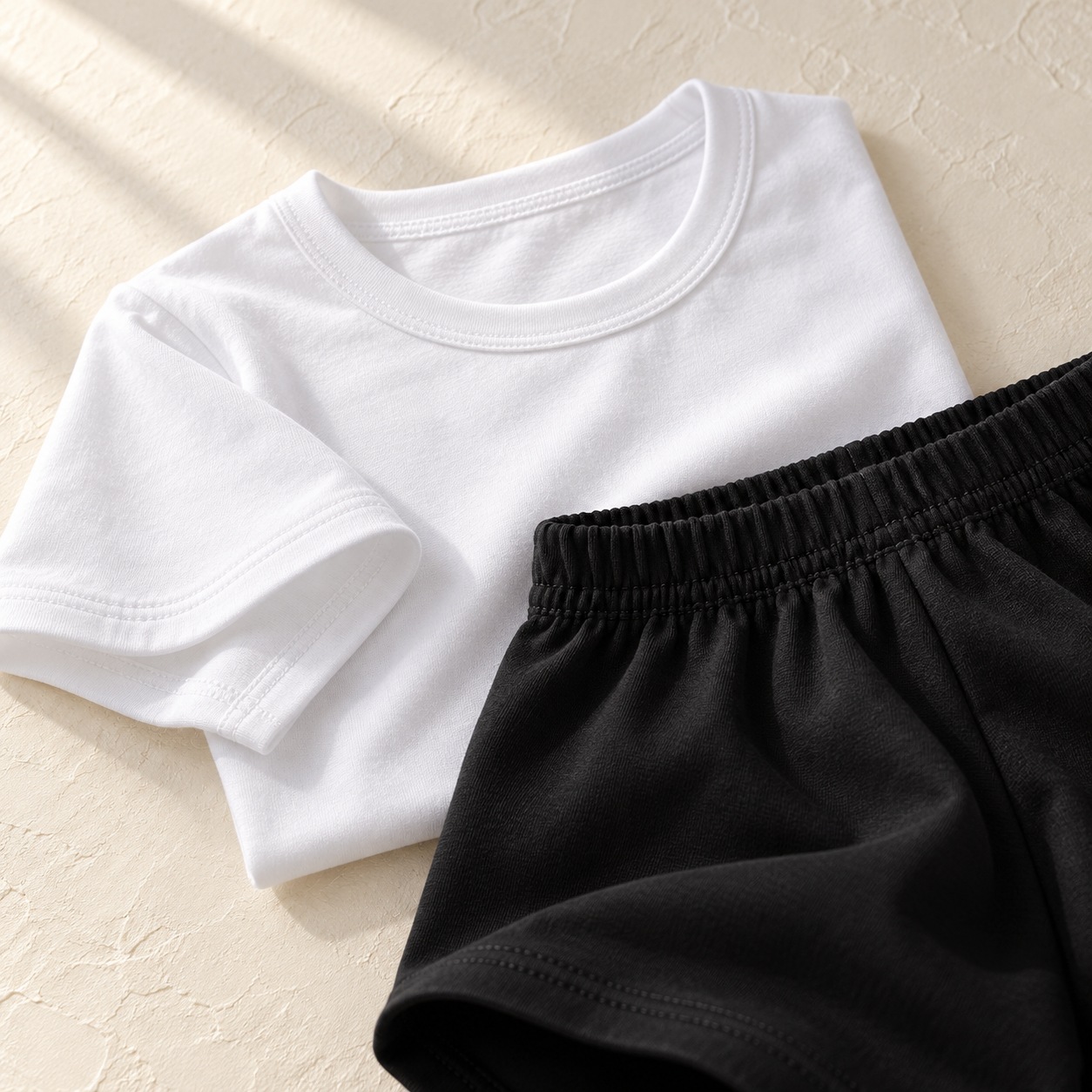 Close-up of ballet trousers fabric and elastic waistband detail