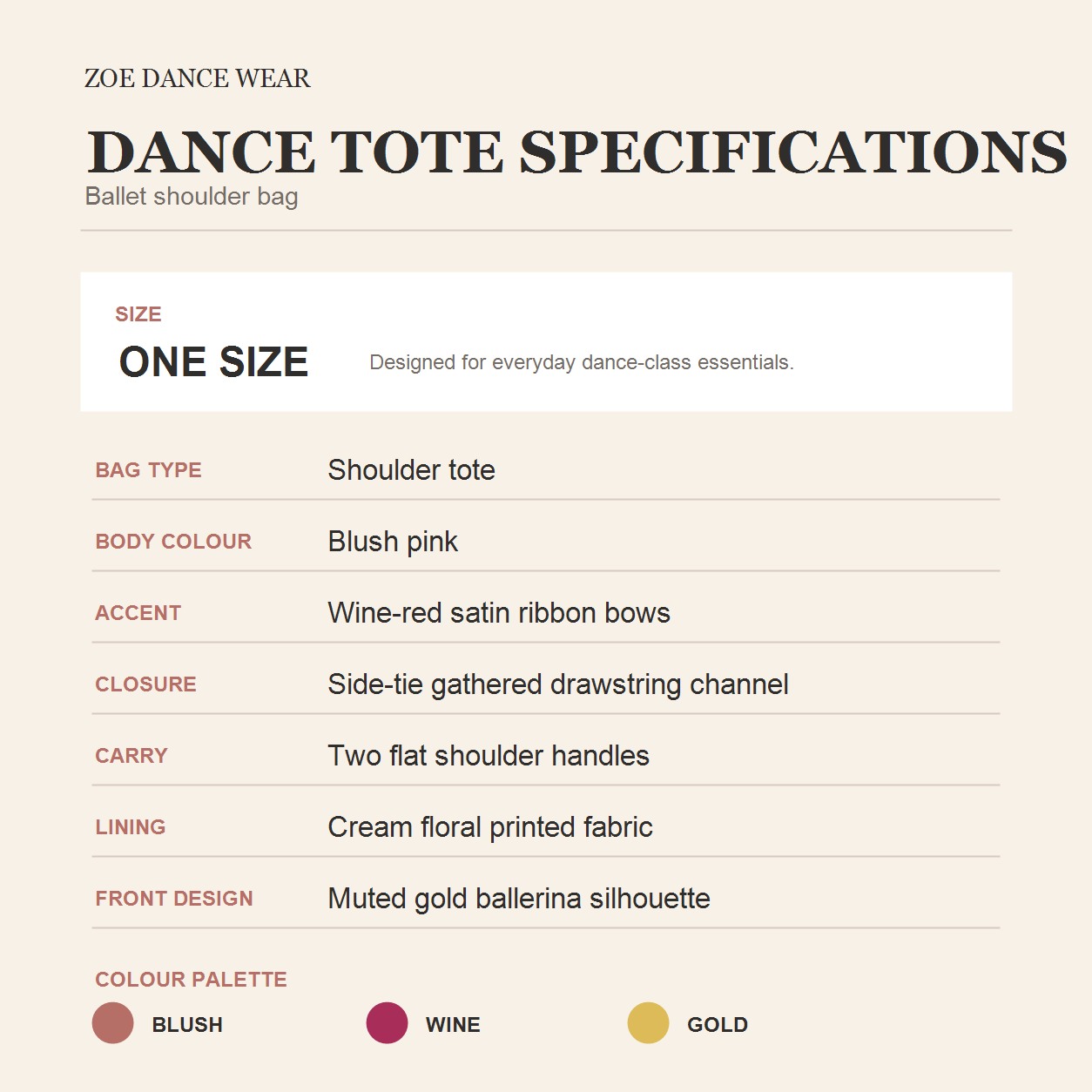Blush Bow-Detail Ballet Tote Bag - Canvas Dance Class Bag for Girls - Image 7