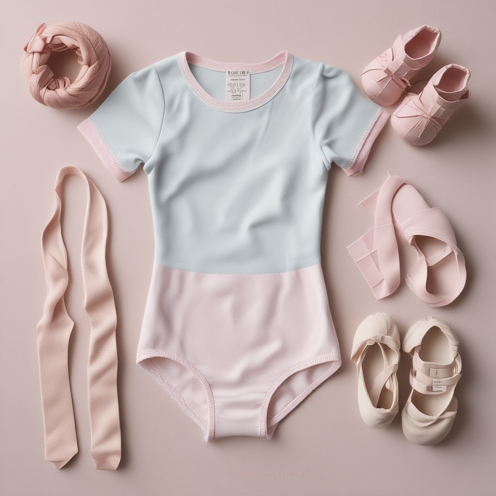 Full ballet kit flat lay for new term checklist on cream linen