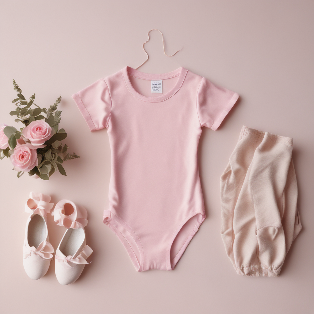 Ballet shoes and sports athletic elements flat lay on cream linen