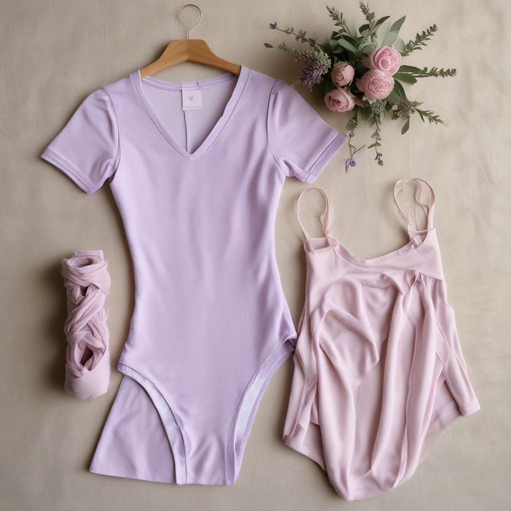 Lilac RAD Grade 4-5 ballet leotard and skirt set flat lay on cream linen