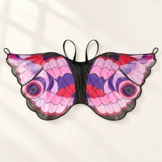 Pink and purple butterfly wings with elastic shoulder loops, shown flat from the front