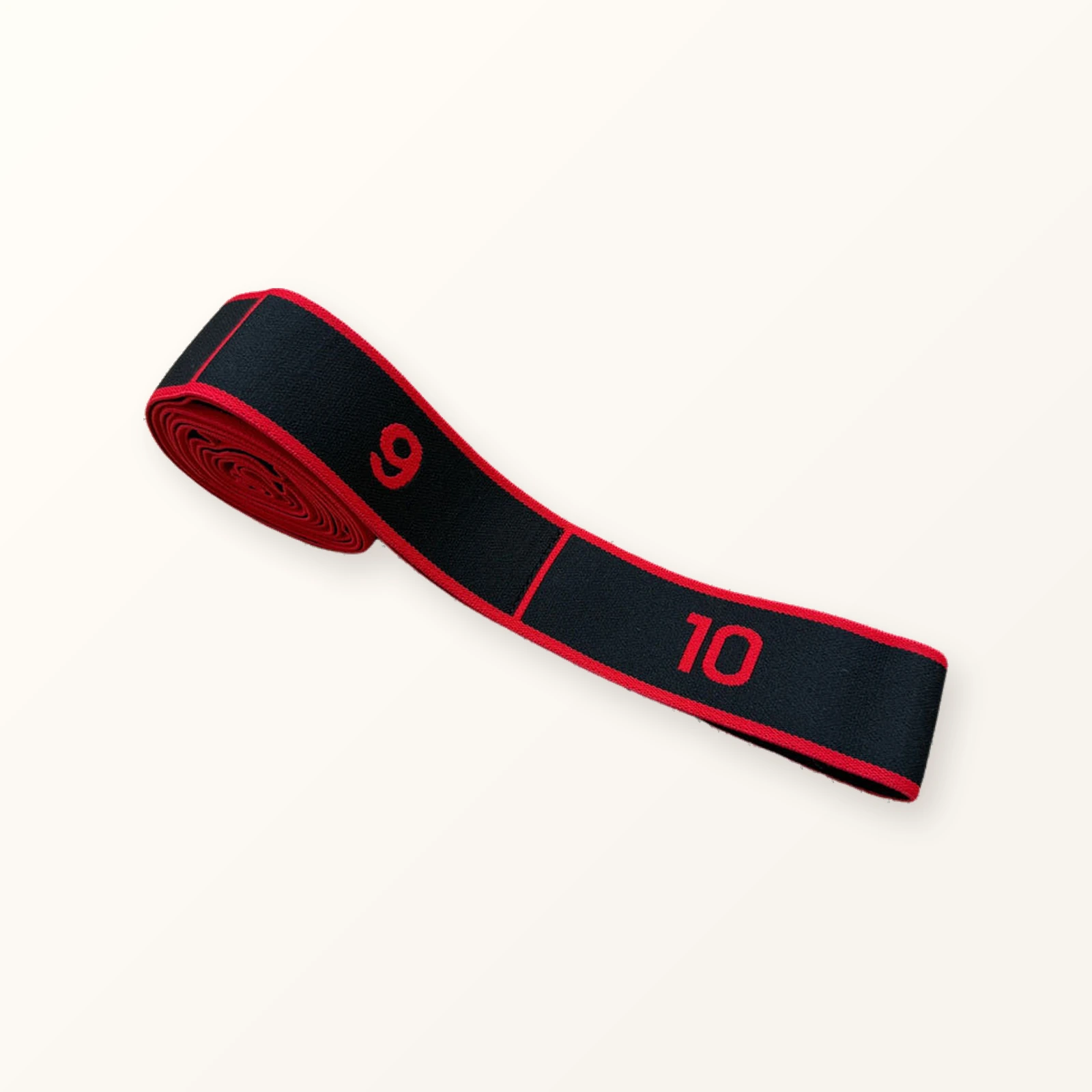 Black stretch band with red edges and 10 numbered loops