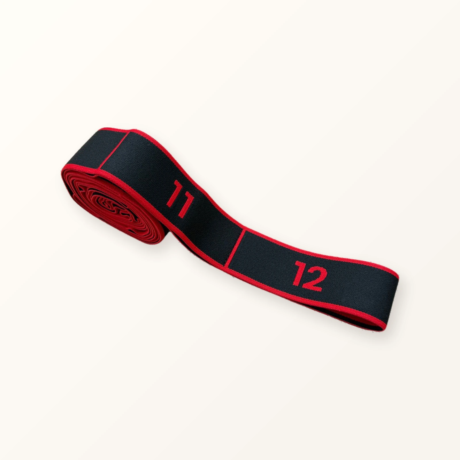 Black stretch band with red edges and 12 numbered loops