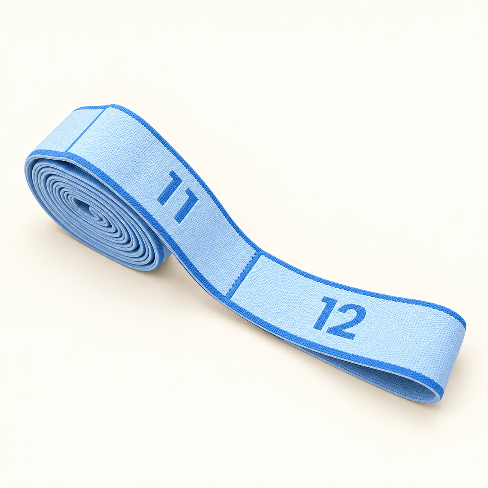 Pale blue stretch band with 12 numbered loops