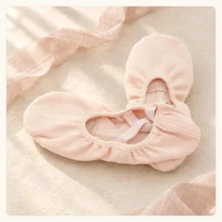 Pale pink stretch-canvas ballet slippers with cross elastics