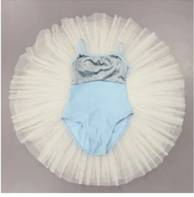 Light Blue Lace-Panel Leotard