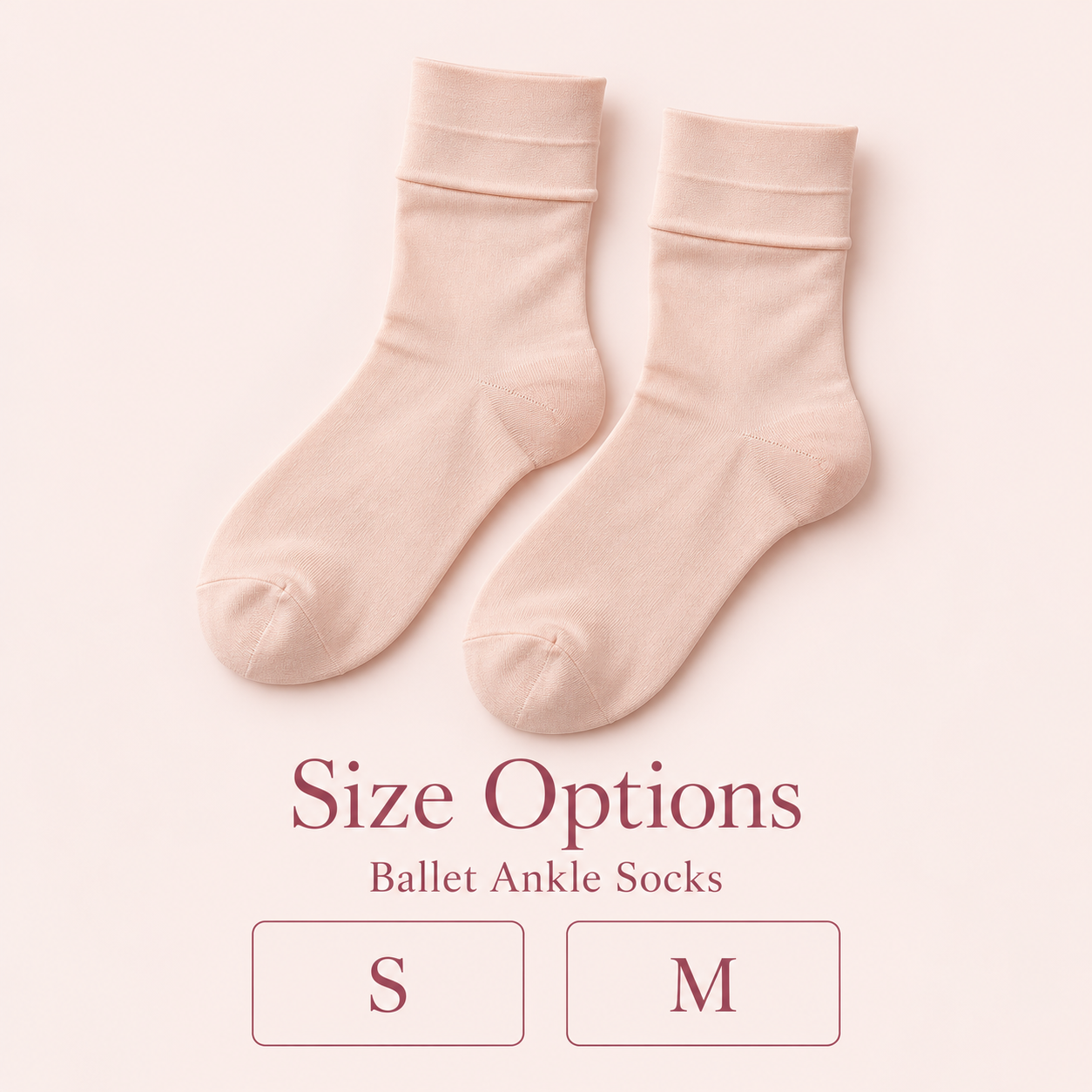 Ballet ankle socks size guide – M and L sizing chart